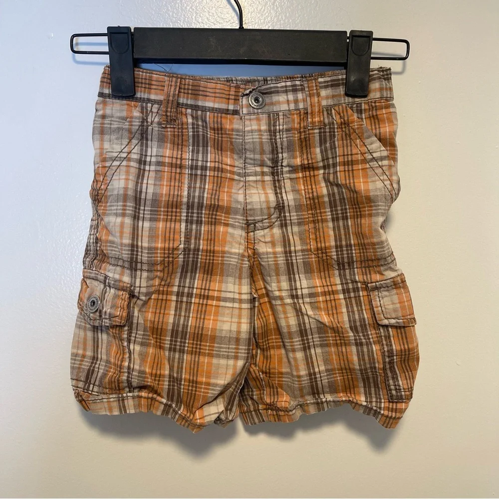 Calvin Klein‎ Plaid Orange and Brown Toddler Shorts size 3T